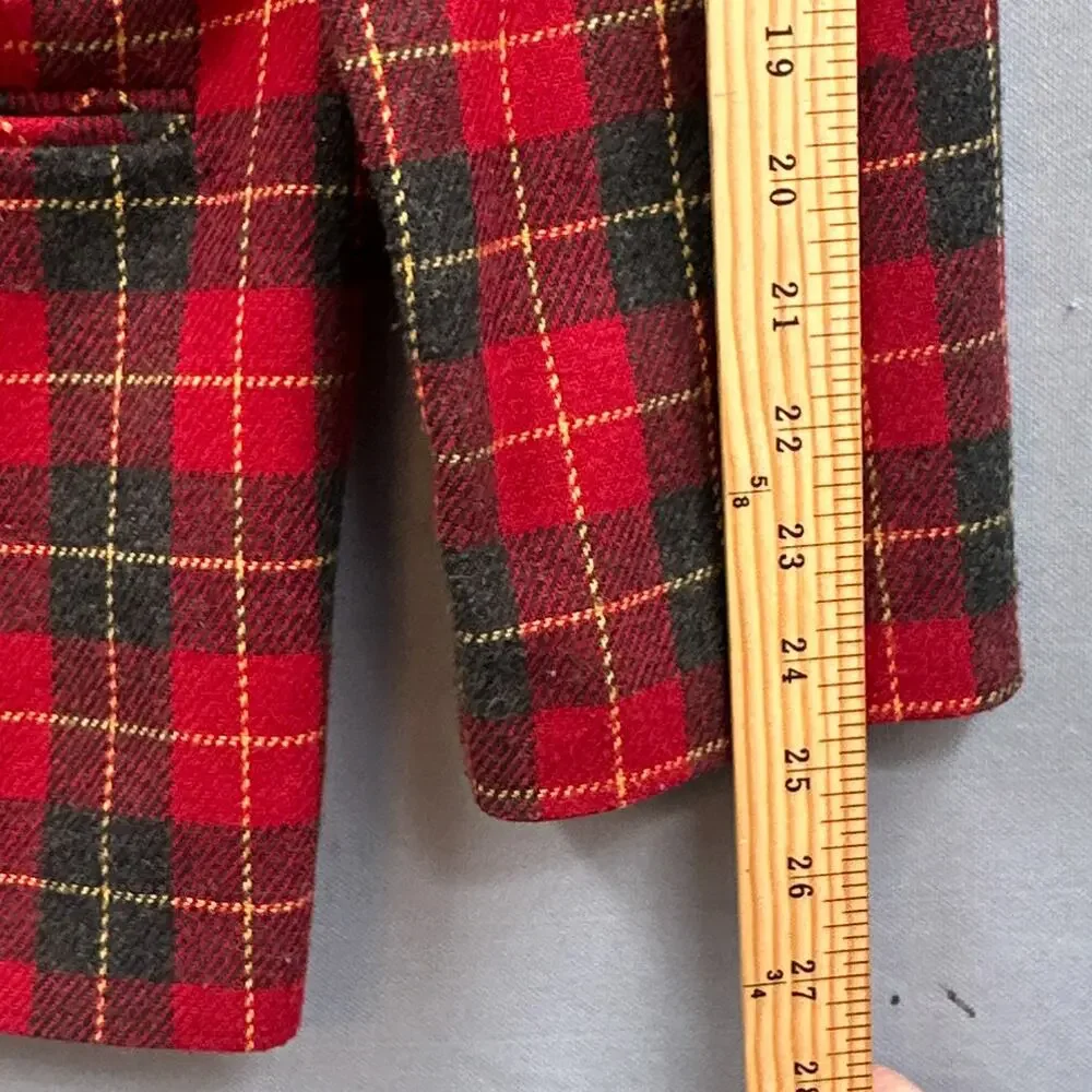 VTG Sag Harbor Blazer 14 Red Plaid Academia Christmas Career Old Money Wool 90s